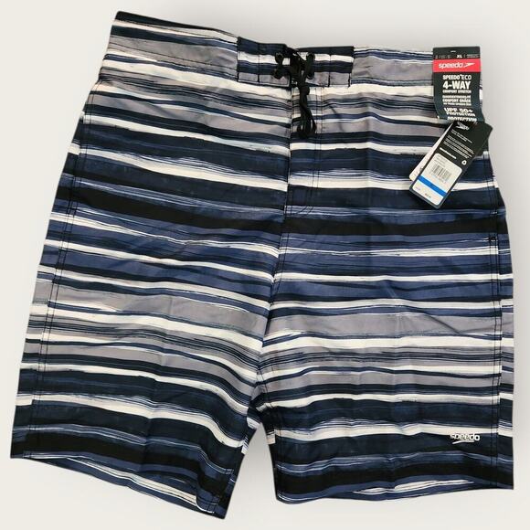 Speedo Swim Trunks Men's Sz XL BlueGray Anthracite Design Mesh Lined Stretch NWT - Picture 1 of 5